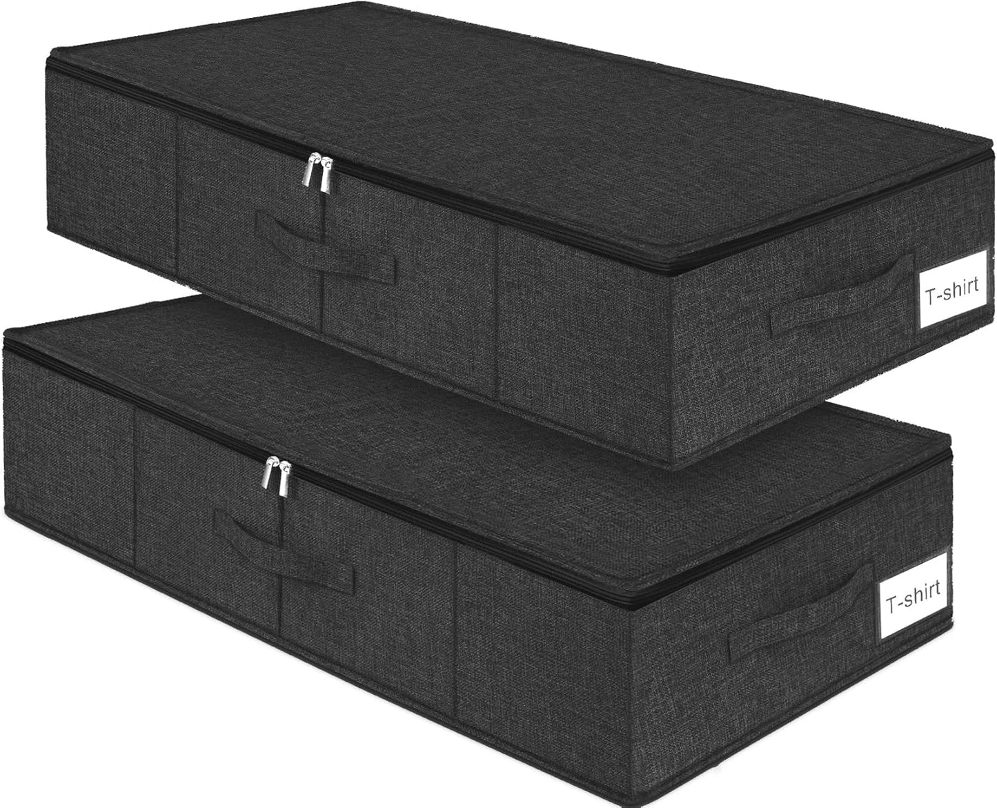punemi Under Bed Storage Container, 2 Pack Underbed Storage Bags With Lid, Foldable Sturdy Clothes