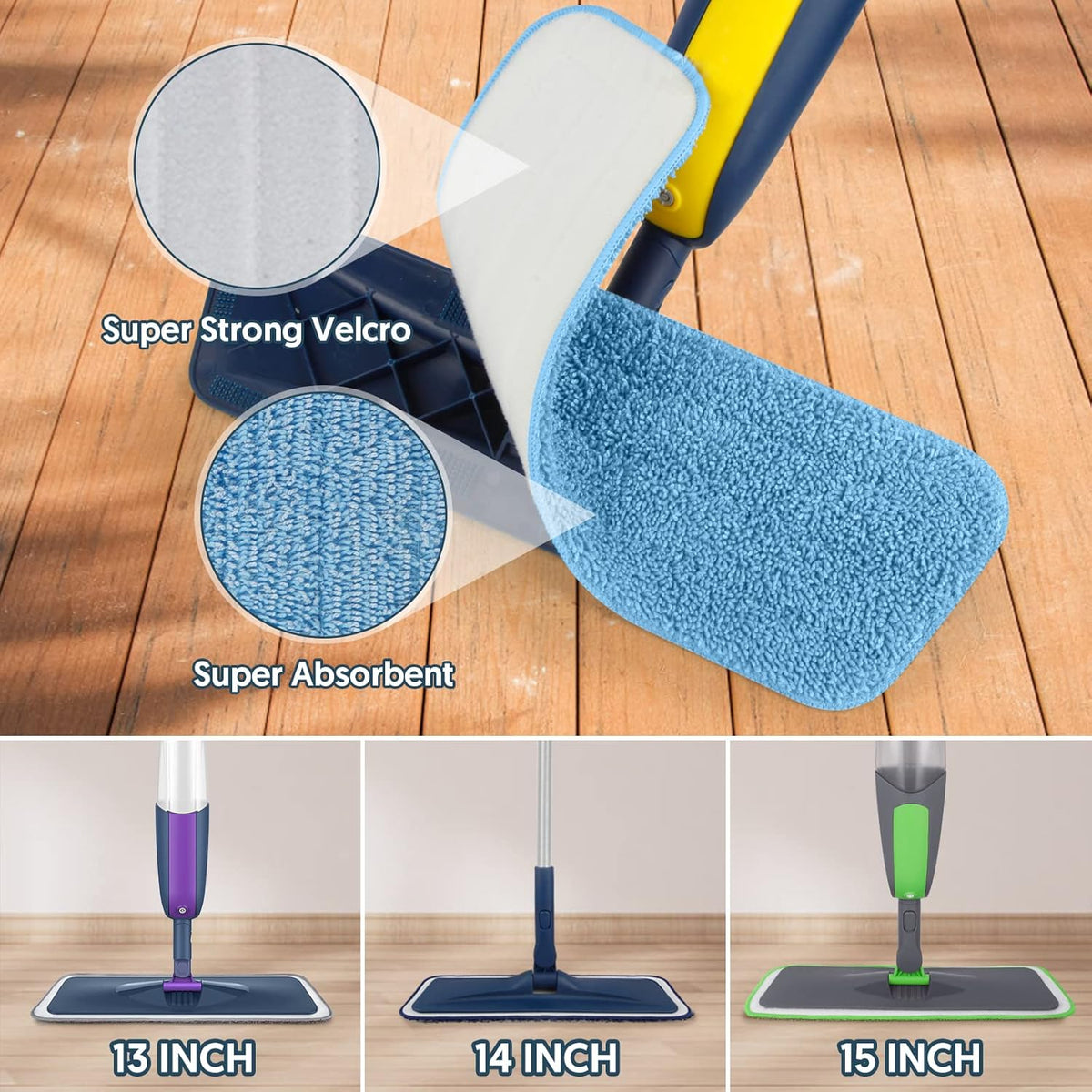 7 Count Reusable Mop Pads for Swiffer PowerMop -MEXERRIS Microfiber Wet Mops Refills PowerMop Pads