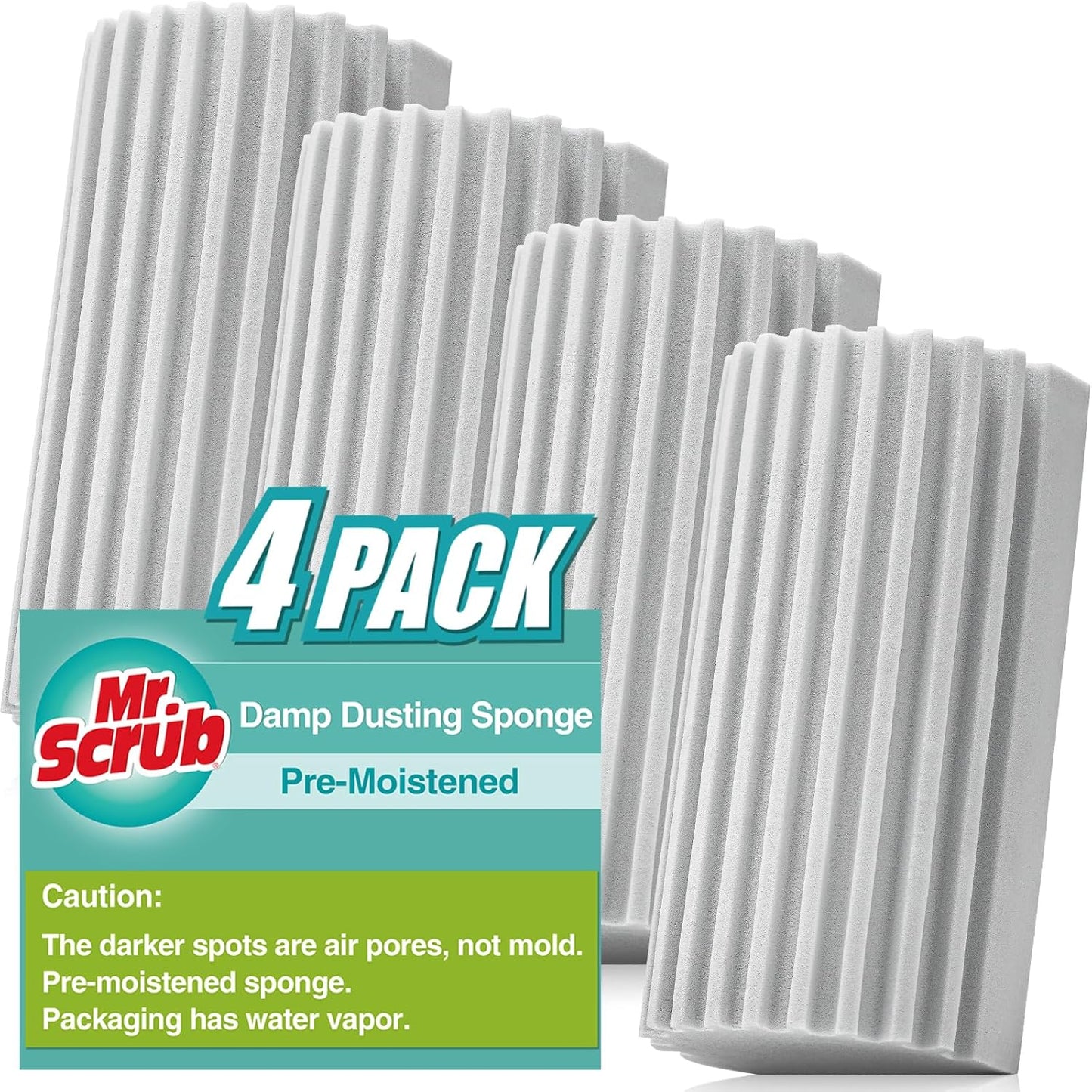 4 Pack Damp Dusting Sponge Duster, Grey Dust Cleaning Sponge, Reusable Household Cleaning Sponge