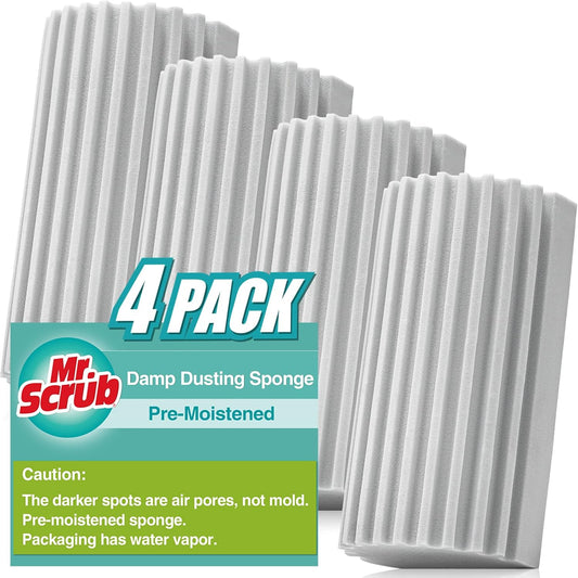 4 Pack Damp Dusting Sponge Duster, Grey Dust Cleaning Sponge, Reusable Household Cleaning Sponge