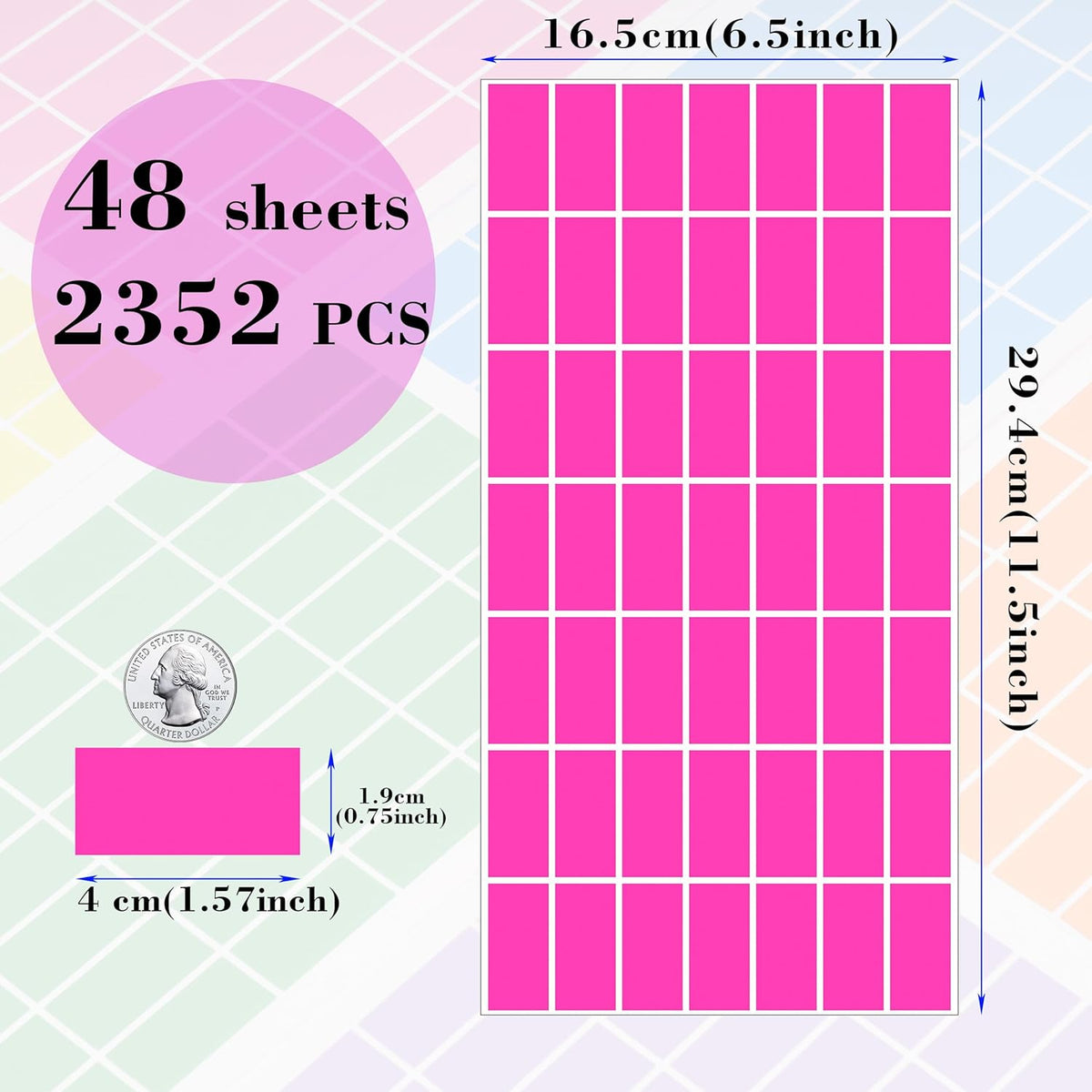Rectangular Colored Label Stickers,1.57 x 0.75 Inch Color Coding Label,12 Colors Self-Adhesive