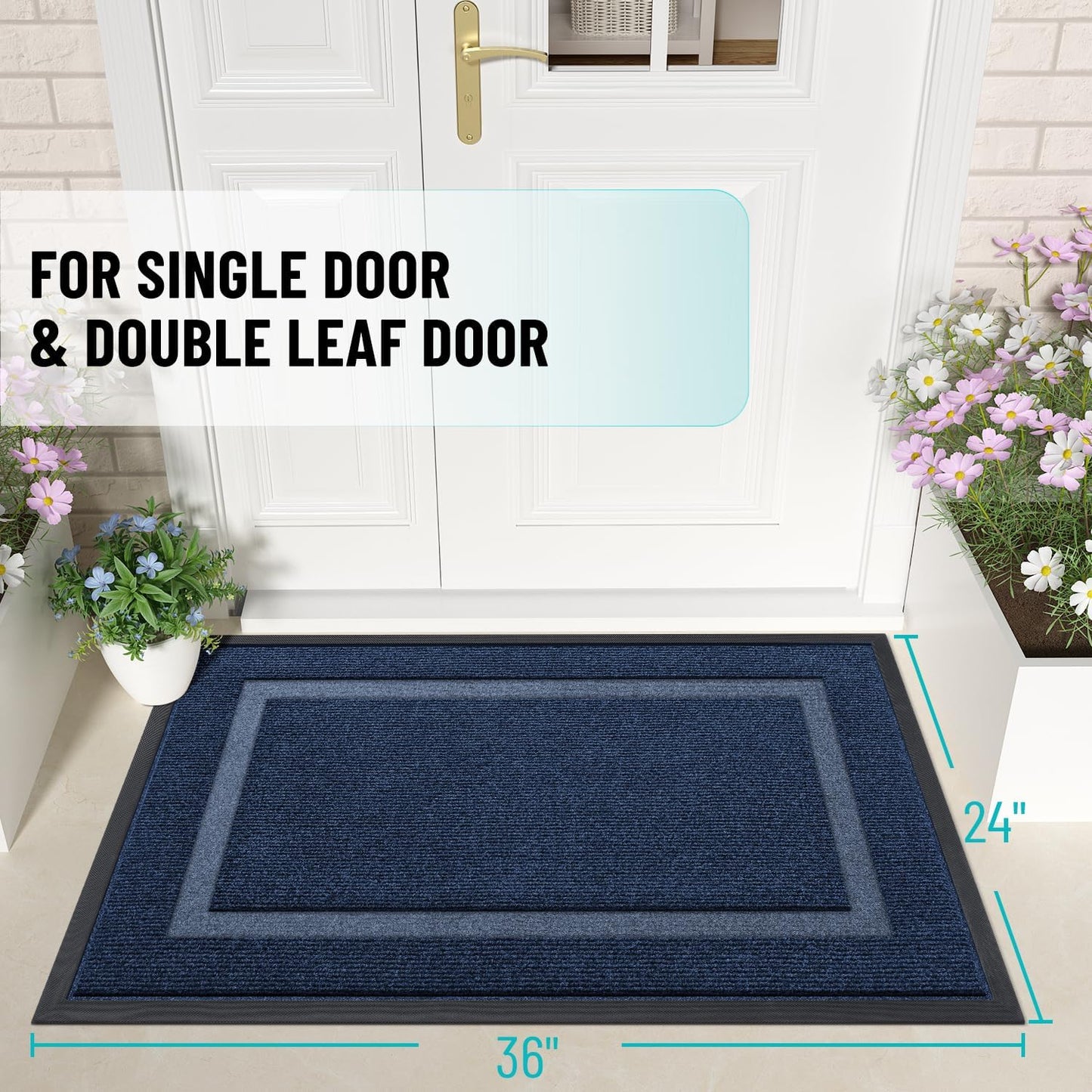 OLANLY Front Door Mat Indoor Outdoor Entrance, Waterproof All-Season, All-Weather Doormat, Sturdy