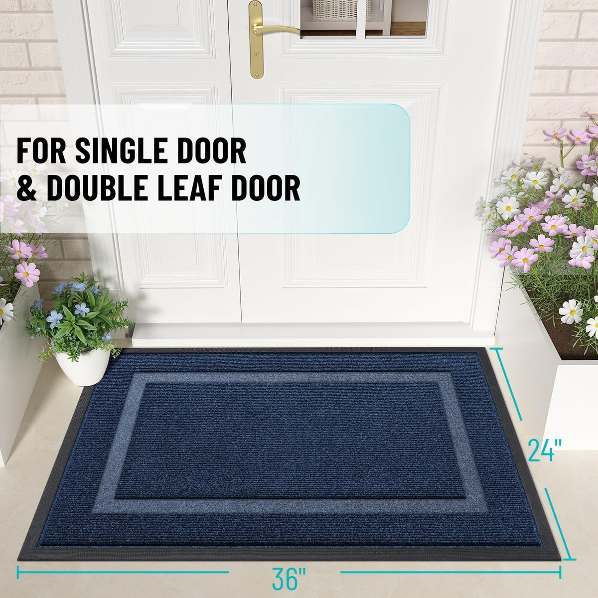 OLANLY Front Door Mat Indoor Outdoor Entrance, Waterproof All-Season, All-Weather Doormat, Sturdy