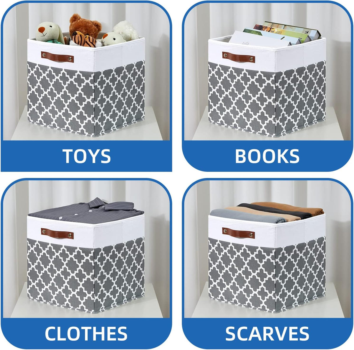 Temary Cube Storage Bins 13x13 Cubes Storage Bins for Shelf, 4 Pack Cube Storage Bins for