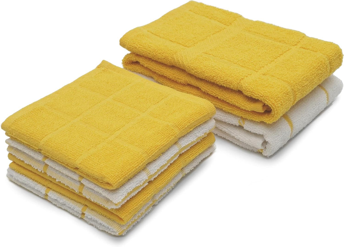 100% Cotton Terry Dish Cloth & Dish Towel, 6 Pack, Super Soft and Absorbent Kitchen Towels, Perfect