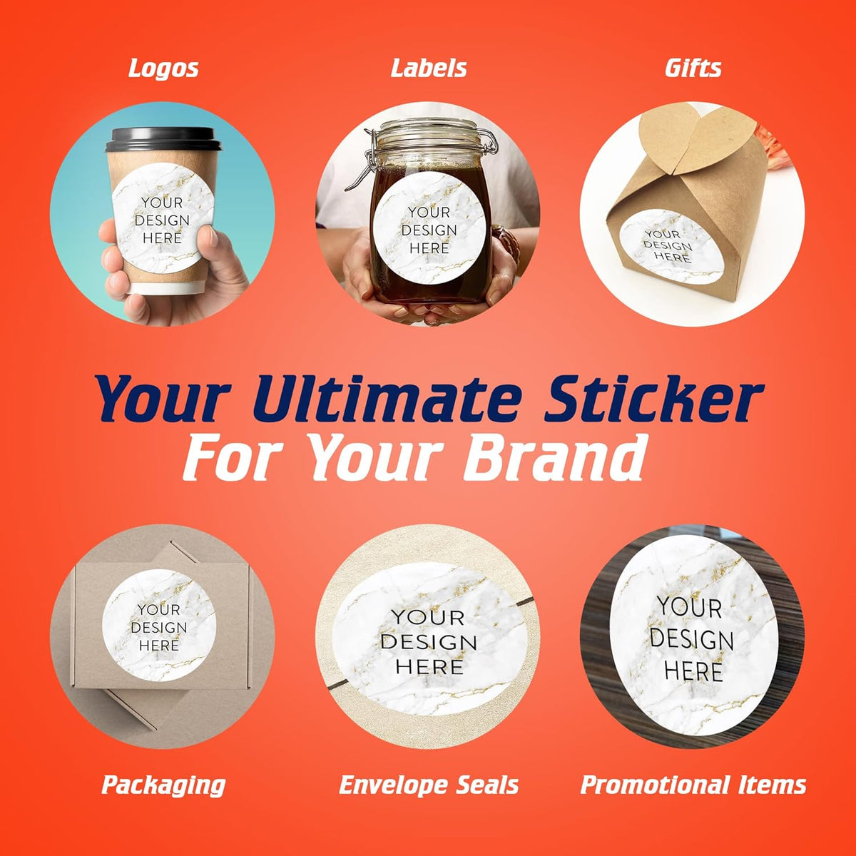 100 Custom Vinyl Stickers - Upload Your own Image, Text, Design, Logo - Personalized Logo Labels