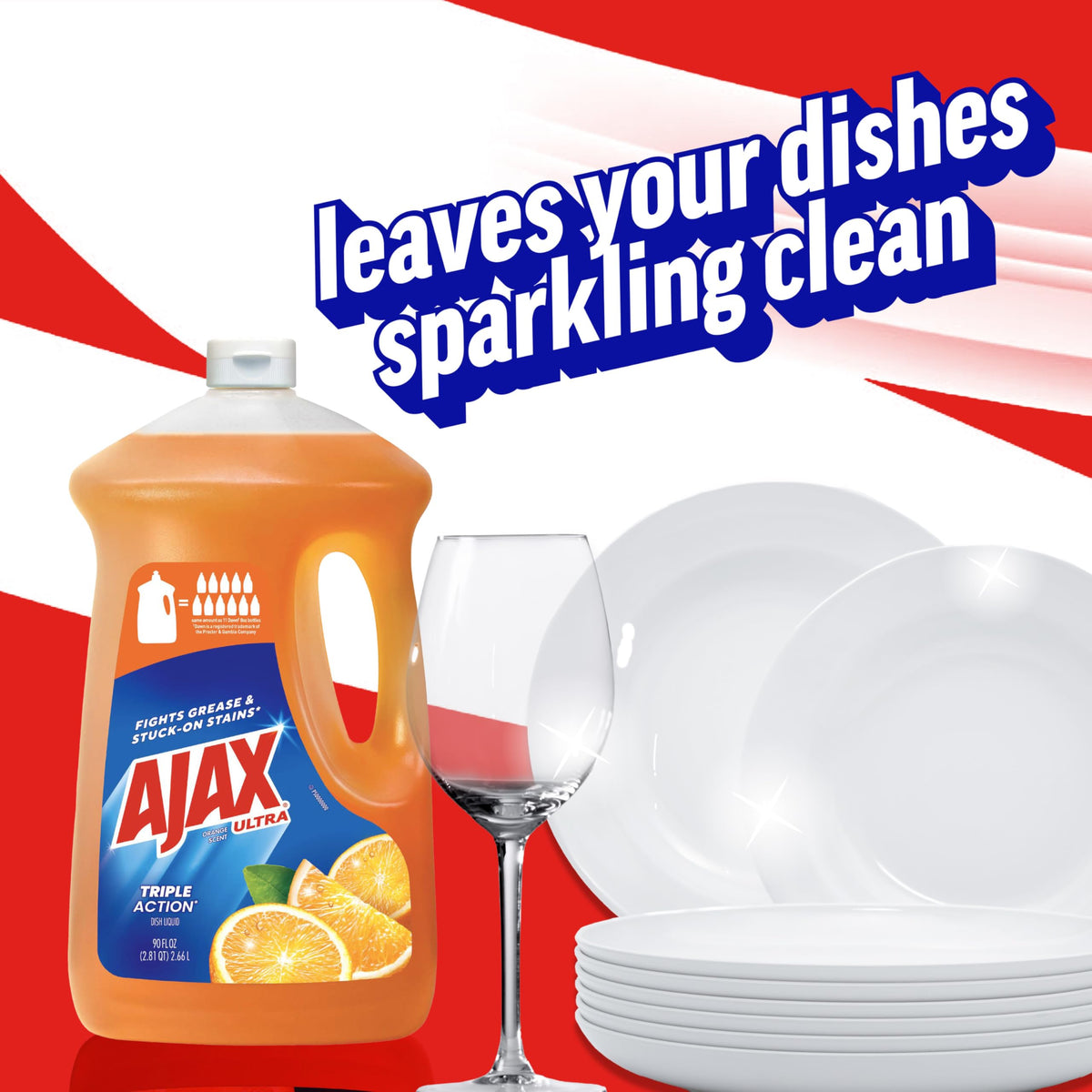Ajax Ultra Liquid Dish Soap Orange Scent, Triple Action, 90 fl oz Bottle