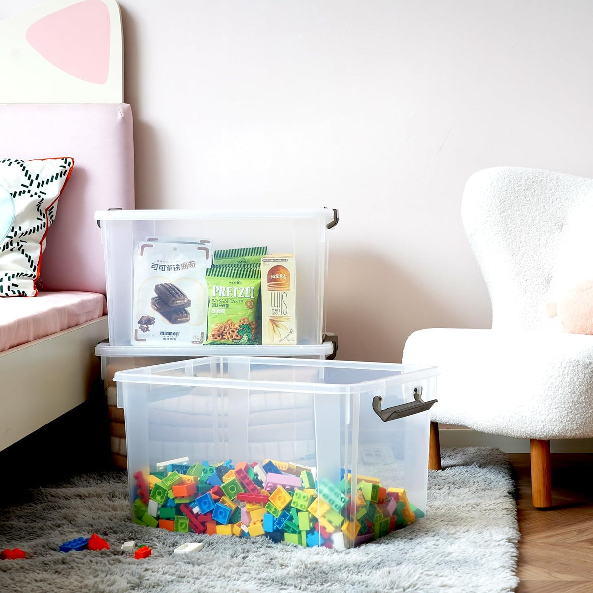 Citylife 6 Packs 58.1 QT Plastic Storage Bins with Lids Large Stackable Storage Containers for