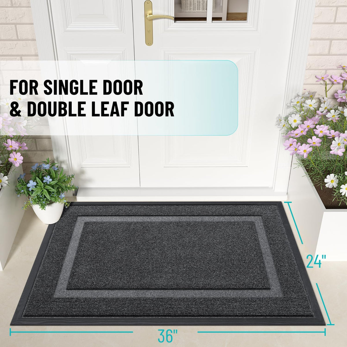 OLANLY Front Door Mat Indoor Outdoor Entrance, Waterproof All-Season, All-Weather Doormat, Sturdy