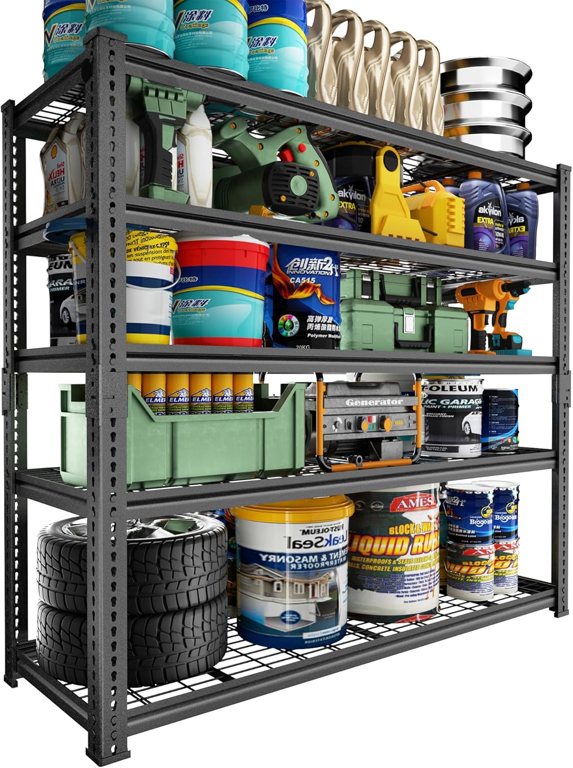 Storage Shelves Heavy Duty, 48" L x 18" W x 72" H Garage Wire Shelving Unit Loads 2800LBS, 5-Tier