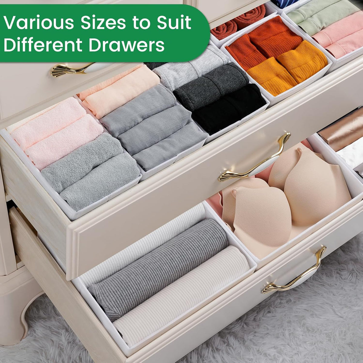 Criusia 16 Pack Underwear Drawer Organizer, Drawer Organizer Clothes, Foldable Cloth Storage Box