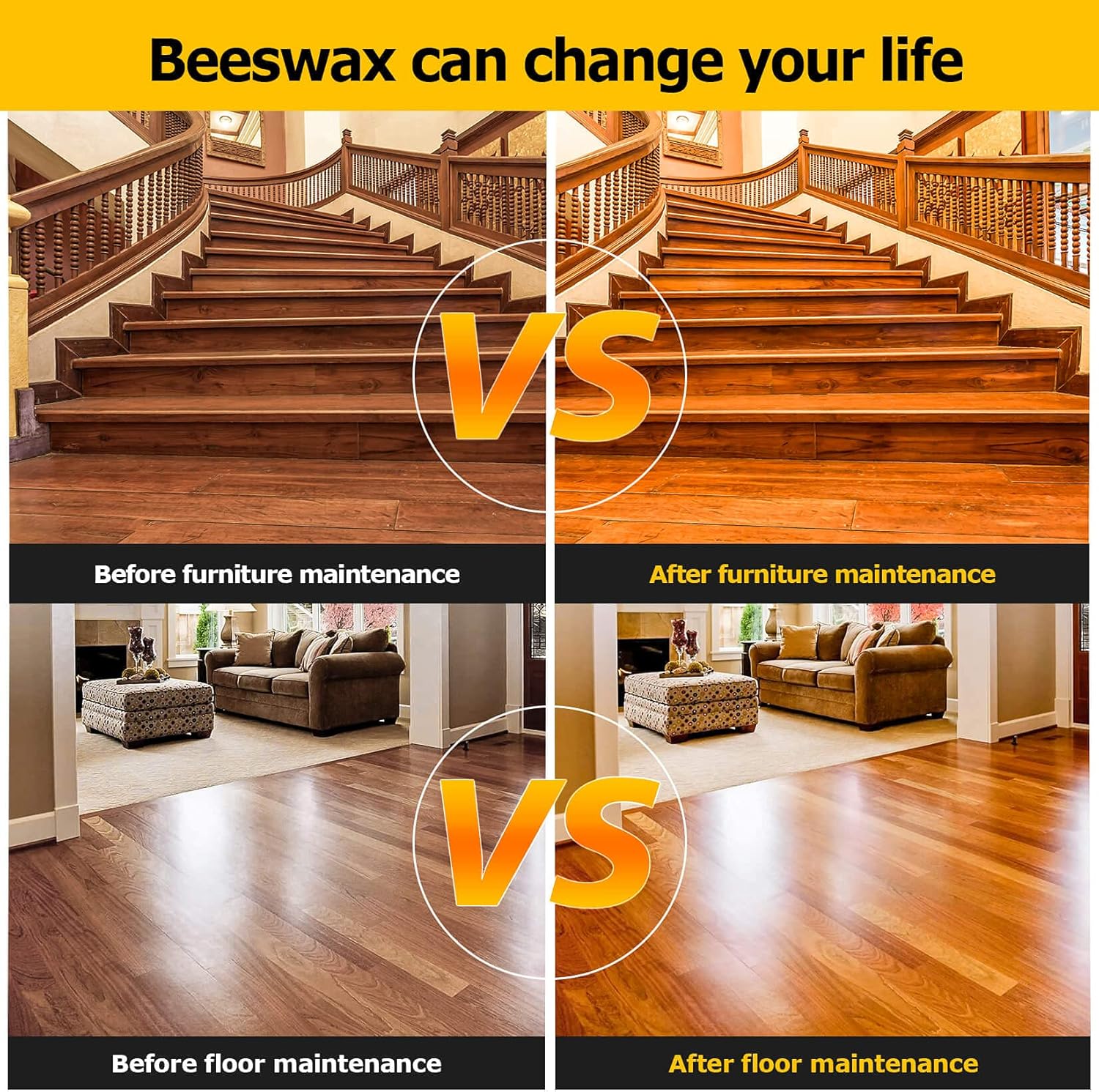 CARGEN Beeswax Furniture Polish, Wood Seasoning Beeswax for Furniture Wood Wax for Dining Table