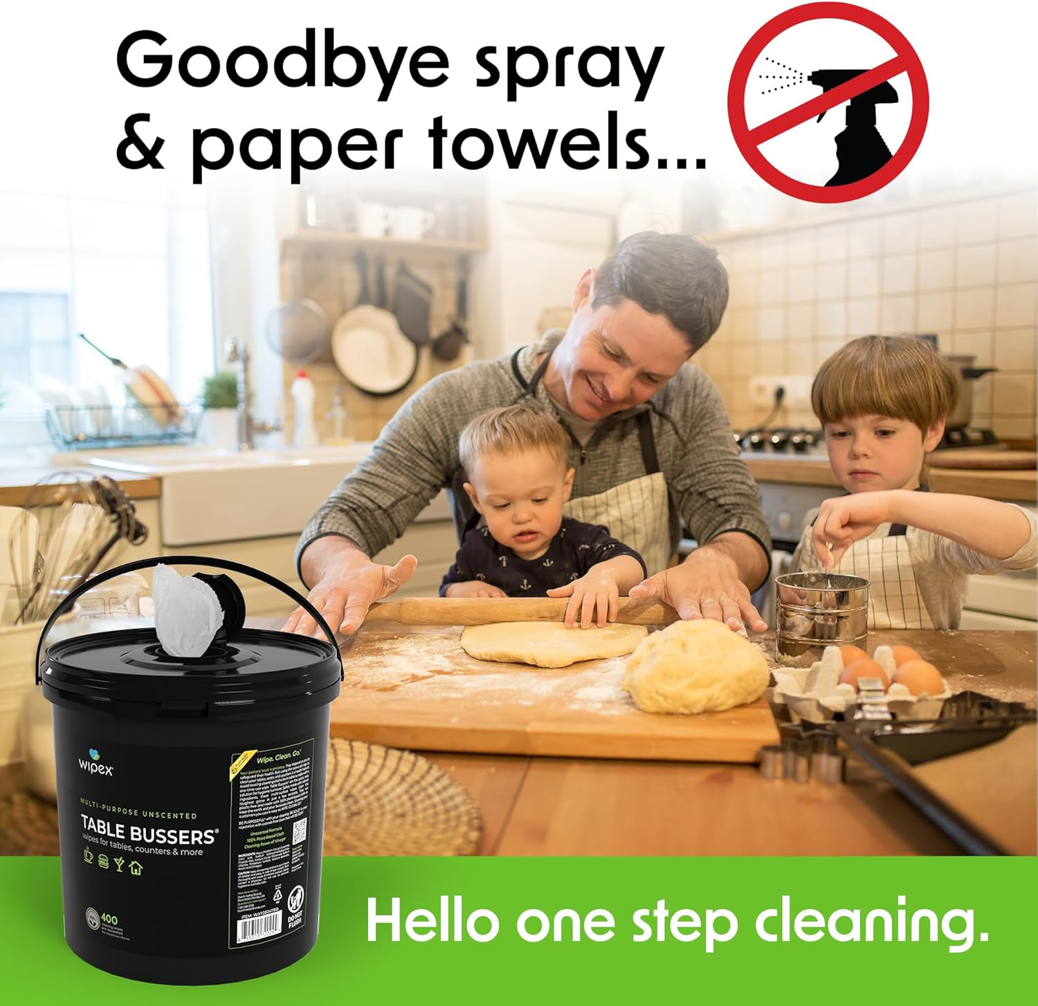 Wipex Table Bussers - Multi Surface Cleaner Natural Cleaning Wipes - Cleaning Vinegar Plant Based