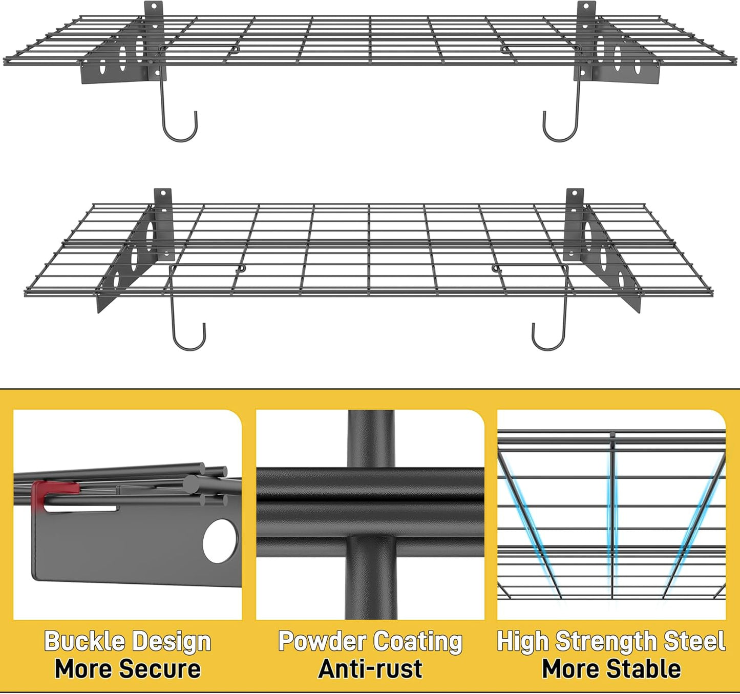 Ultrawall Garage Wall Shelves, 2 x 4 ft Wall Mounted Storage Shelves, Heavy Duty Wall Shelving with