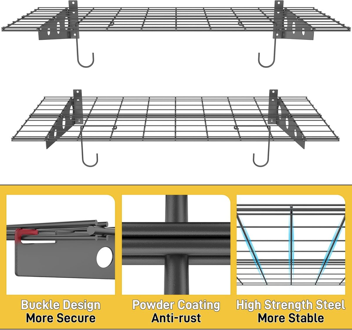 Ultrawall Garage Wall Shelves, 2 x 4 ft Wall Mounted Storage Shelves, Heavy Duty Wall Shelving with