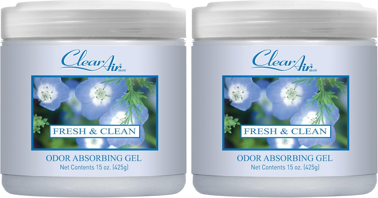 Clear Air Odor Absorber Gel - 15 oz, Pack of 2 - Air Freshener Absorbs and Eliminates Odors in