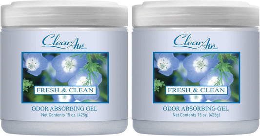 Clear Air Odor Absorber Gel - 15 oz, Pack of 2 - Air Freshener Absorbs and Eliminates Odors in