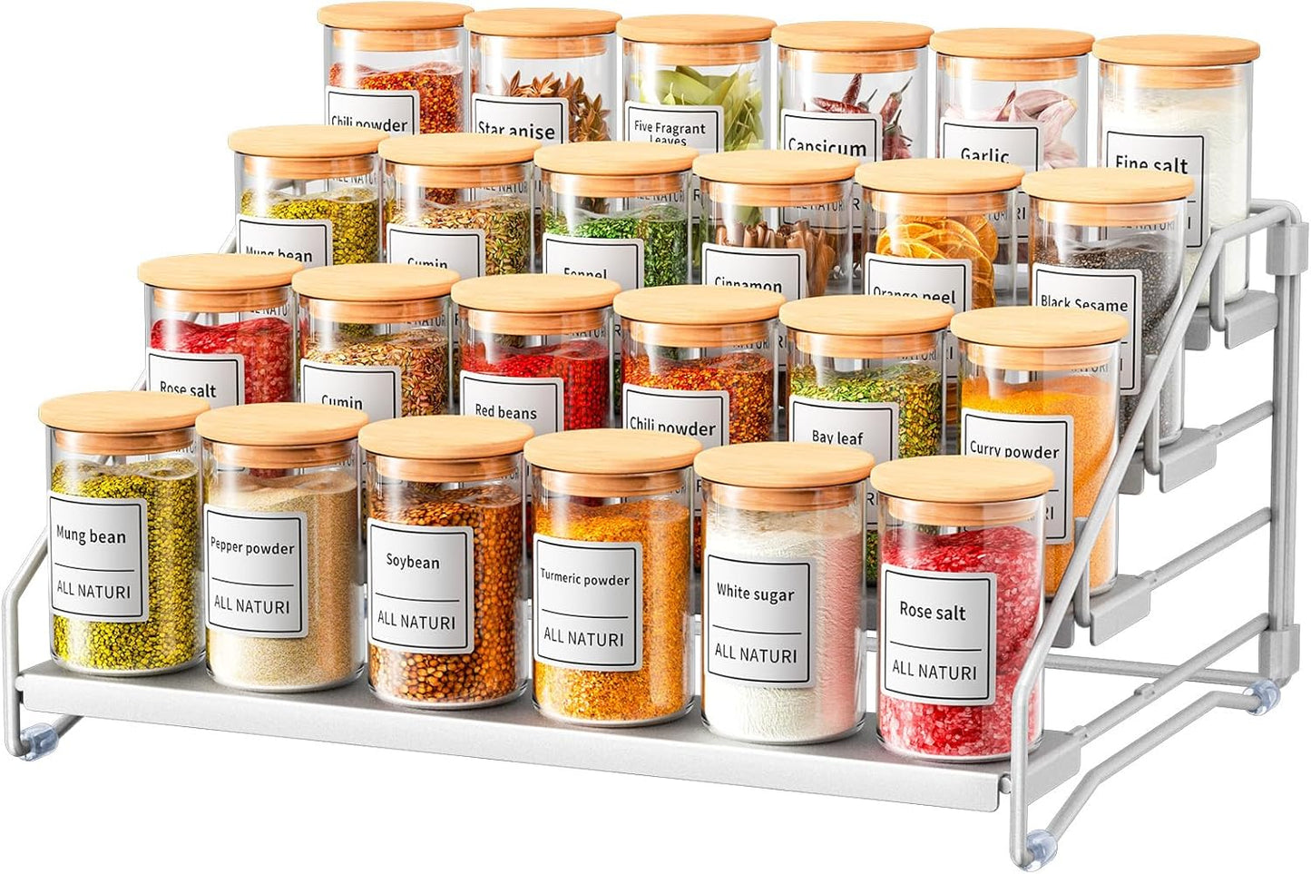 RCHYFEED 4 Tier Spice Rack Organizer, Spice Organization for Cabinet,Pantry, Countertop,Tiered