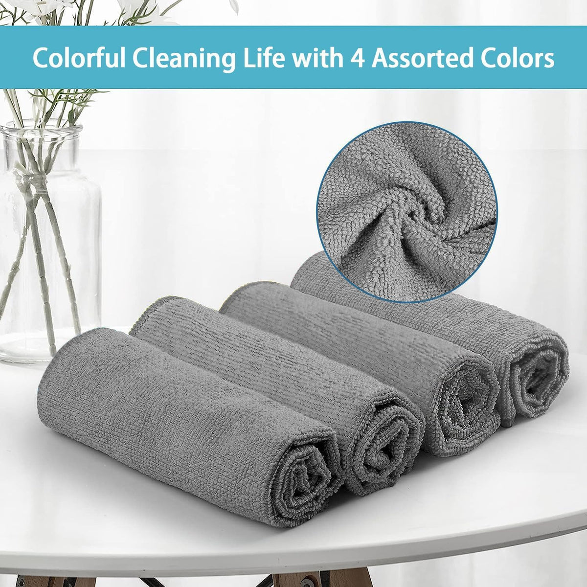 HOMEXCEL Grey Microfiber Cleaning Cloth,150 Pack Cleaning Rags, Cleaning Towels,11.5"X11.5" Shop