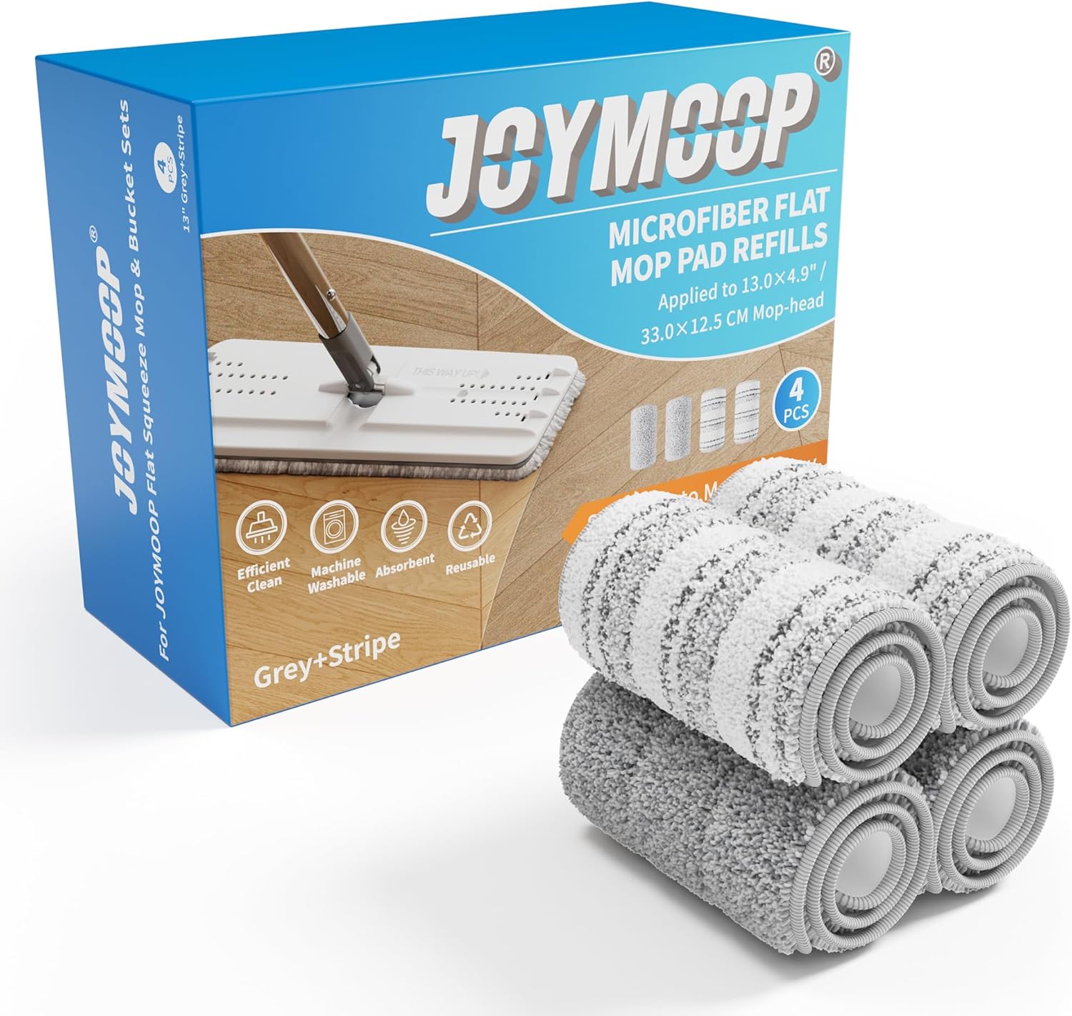 JOYMOOP Flat Mop Pads, Microfiber Mop Cleaning Pads, Washable Pads, Pads Replacement Flat Mop or