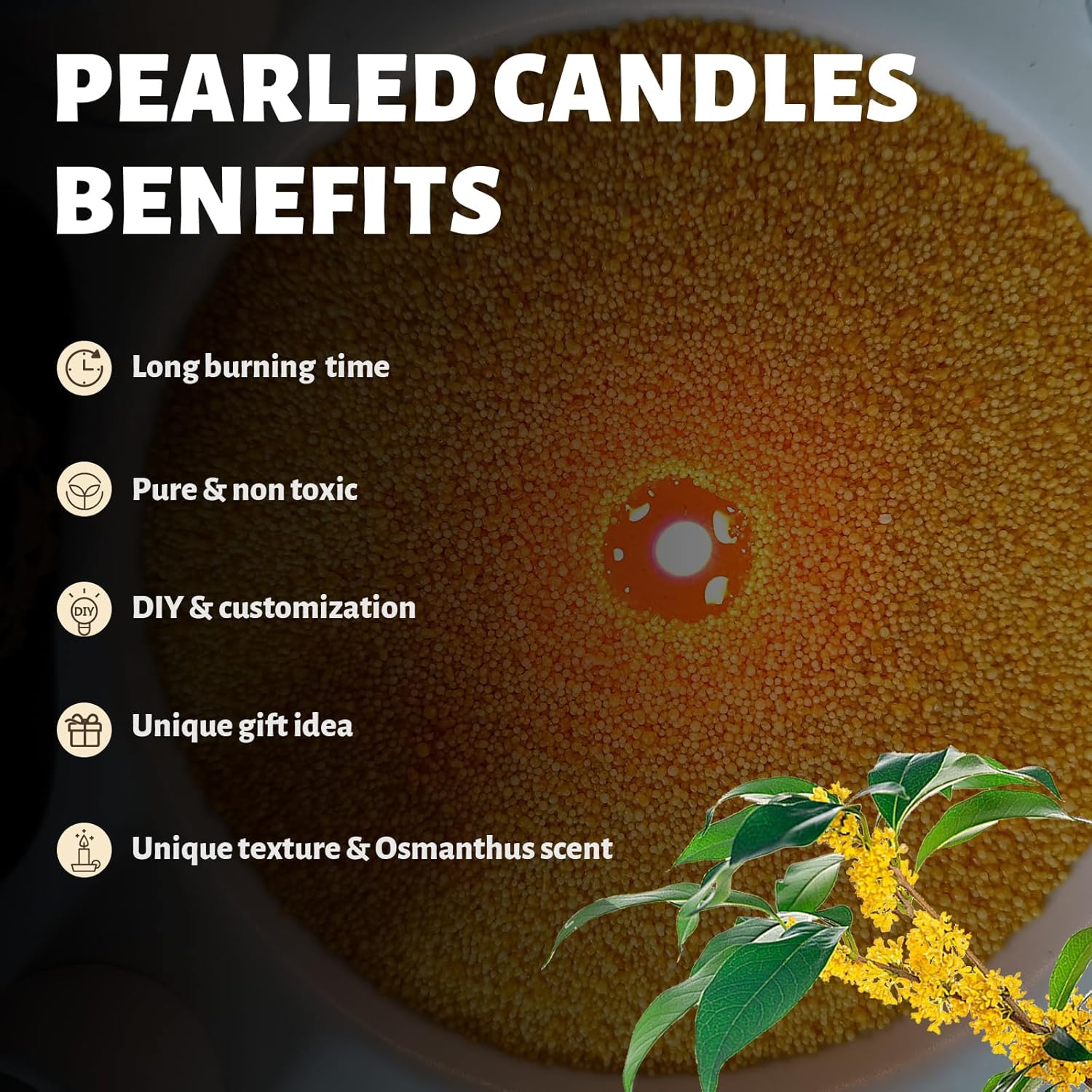 Osmanthus Scented Pumpkin Pearled Candle 18oz Luxury Sand Candle Granulated Wax - 30 Cotton Wicks