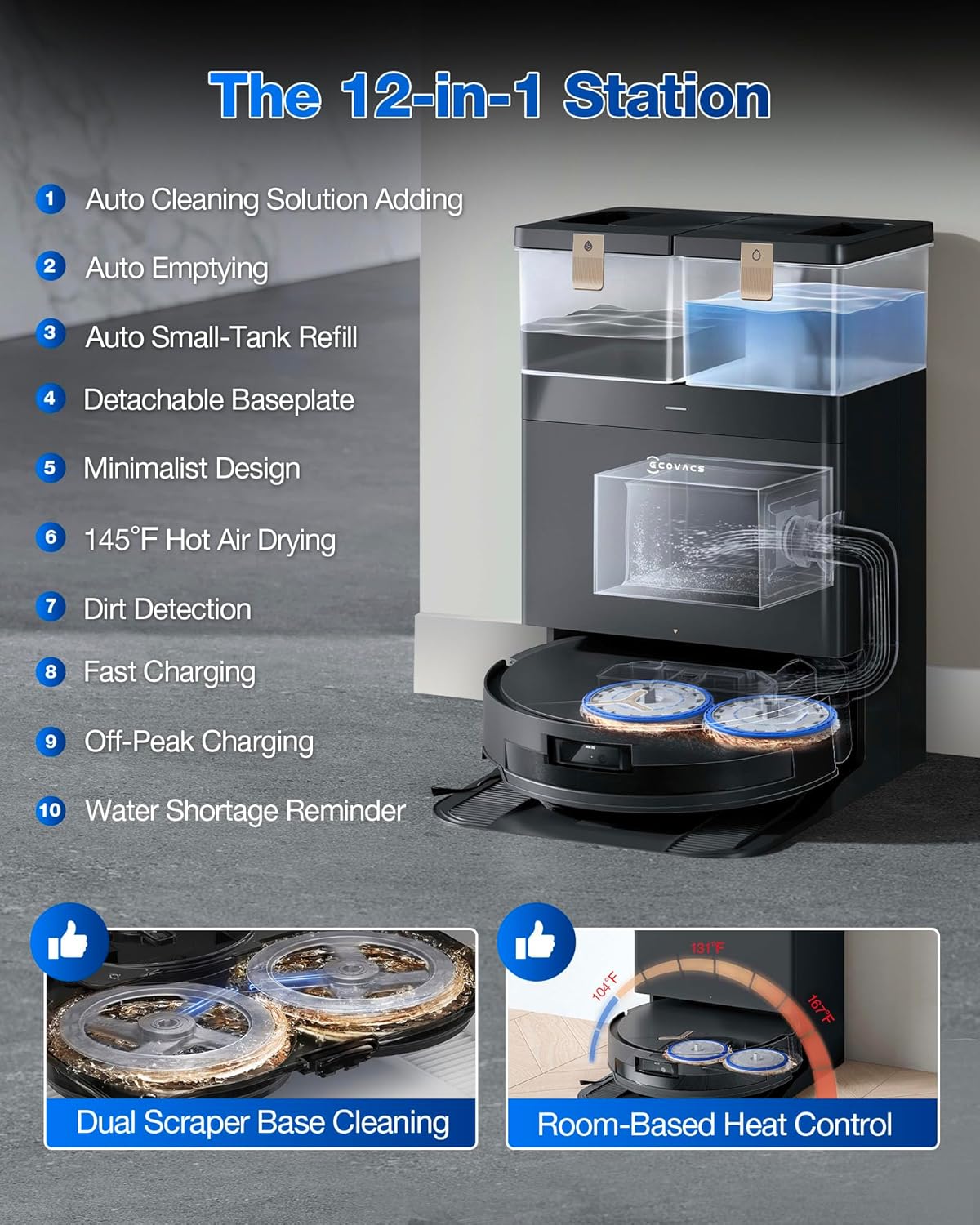 ECOVACS DEEBOT T50 MAX PRO Omni Robot Vacuum and Mop, 18,500Pa Blast Suction, 18mm Auto-Lift