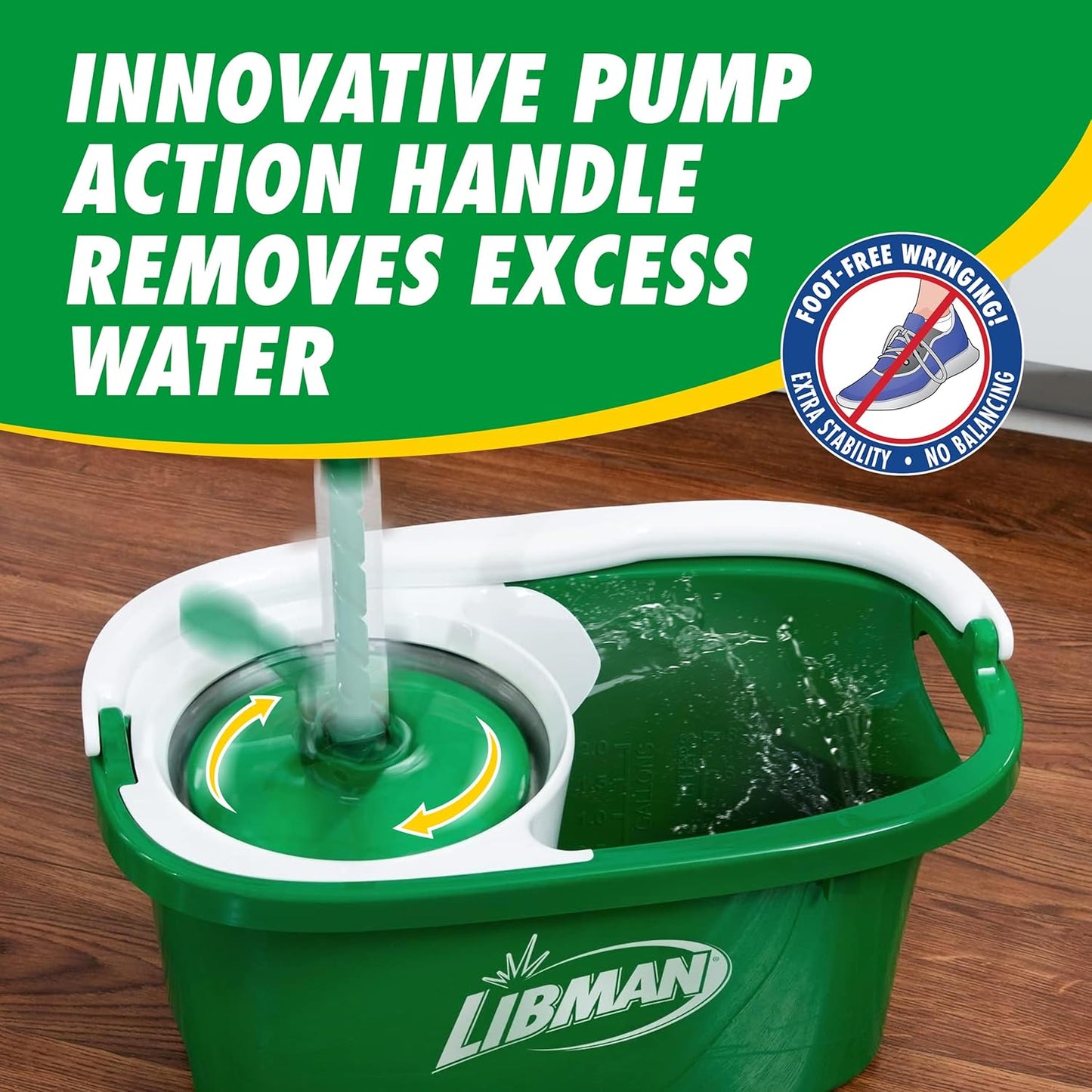 Libman Tornado Spin Mop System, Spinning Floor Mopping and Bucket with Wringer Set for Home