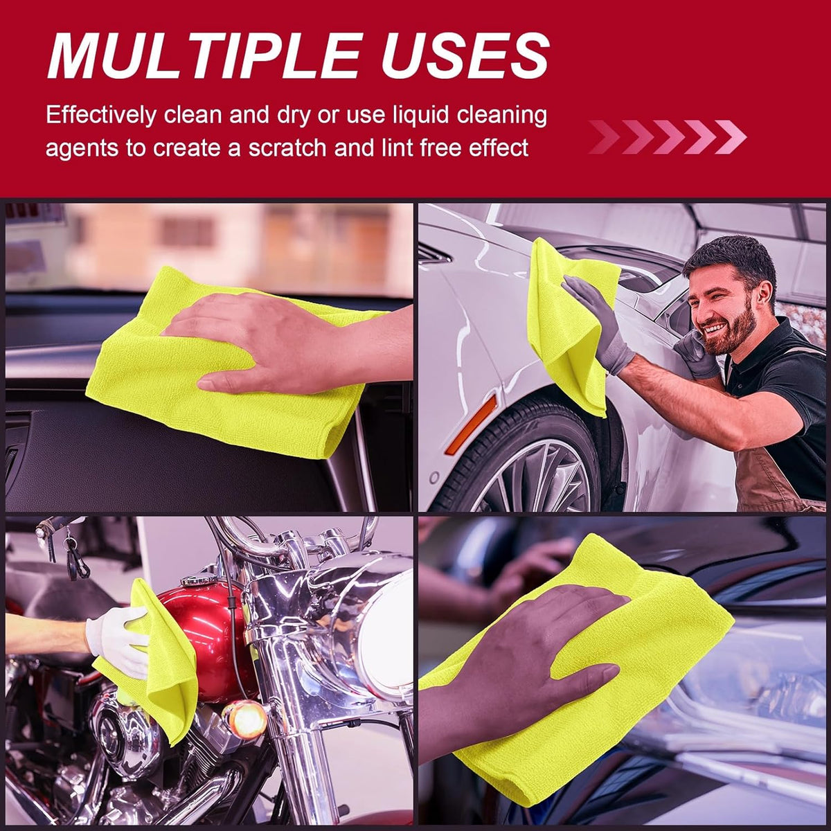 200 Pcs Microfiber Cleaning Cloth 16x16 Inch Microfiber Towels for Car Ultra Absorbent Cleaning