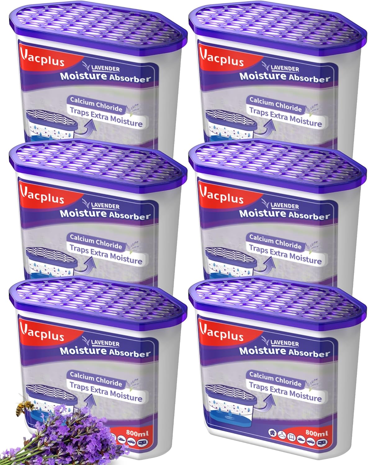 Vacplus Moisture Absorbers 6 Pack, 16.0 Oz Portable Humidity Absorber Boxes for Your Bathroom