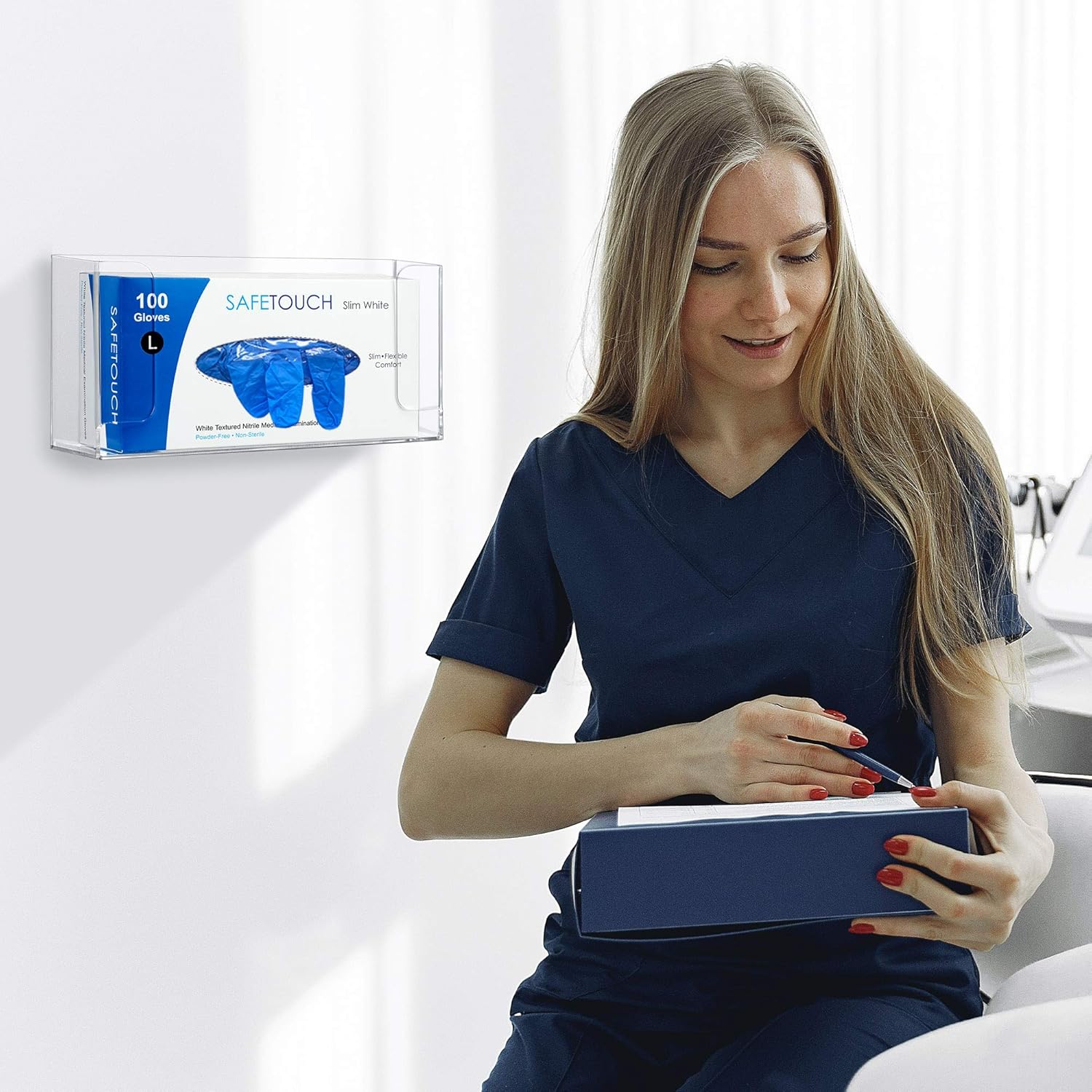 Amazing Abby Acrylic Glove Box Holder, Wall-Mounted Glove Dispenser, Floating Glove Box Organizer