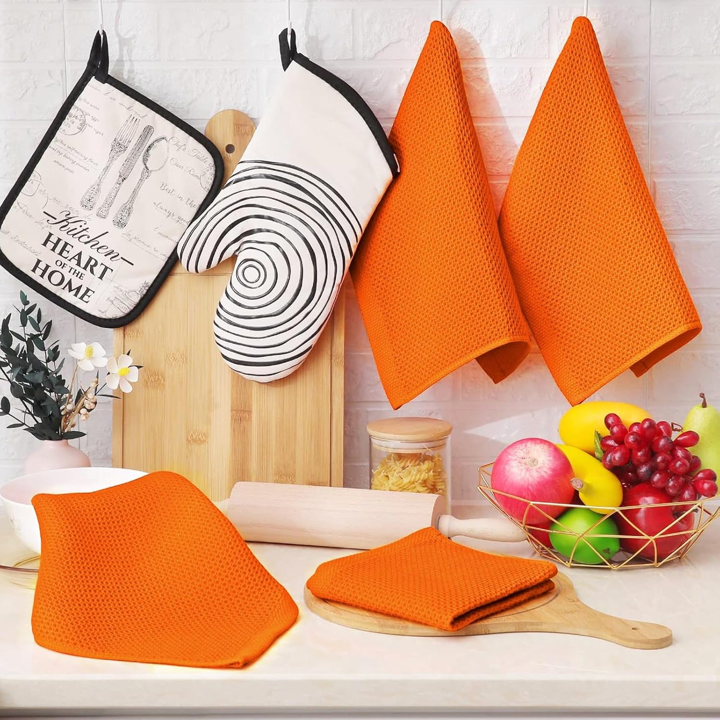 Homaxy 100% Cotton Waffle Weave Kitchen Dish Cloths, Ultra Soft Absorbent Quick Drying Dish Towels