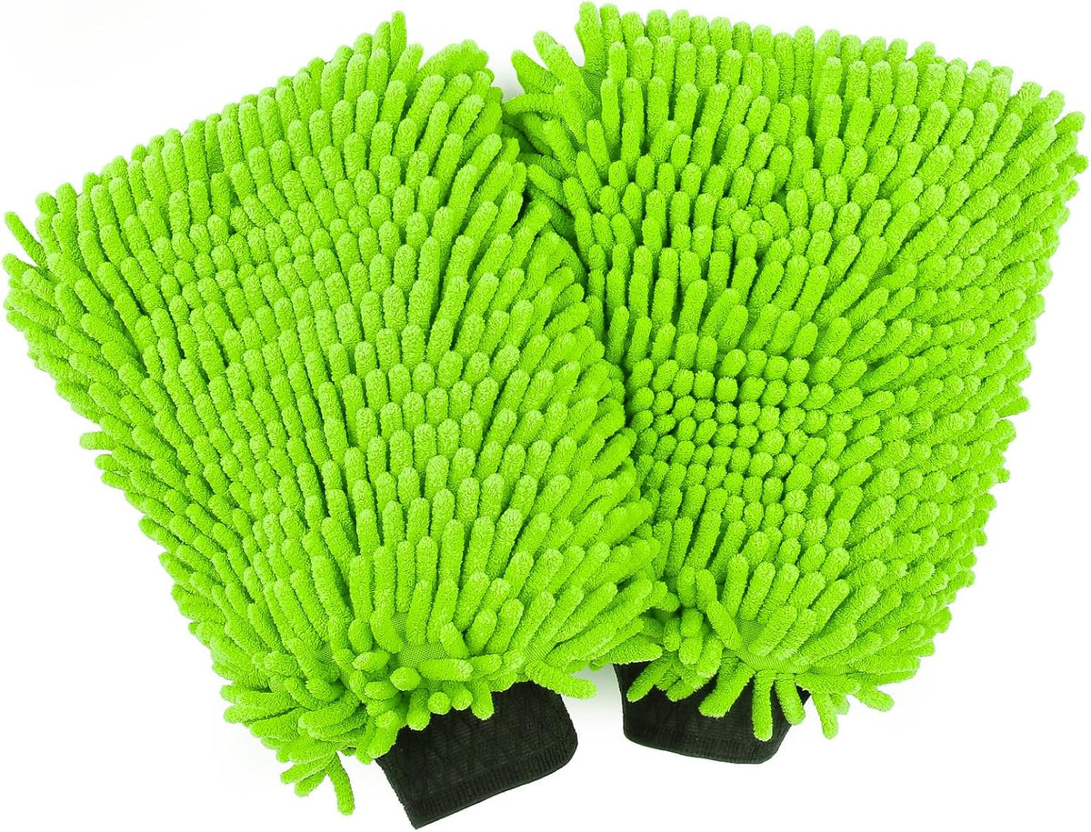 HOMEXCEL Car Wash Mitt, 2PK Chenille Microfiber Wash Mitt, Scratch-Free & Lint-Free, Rich Foam
