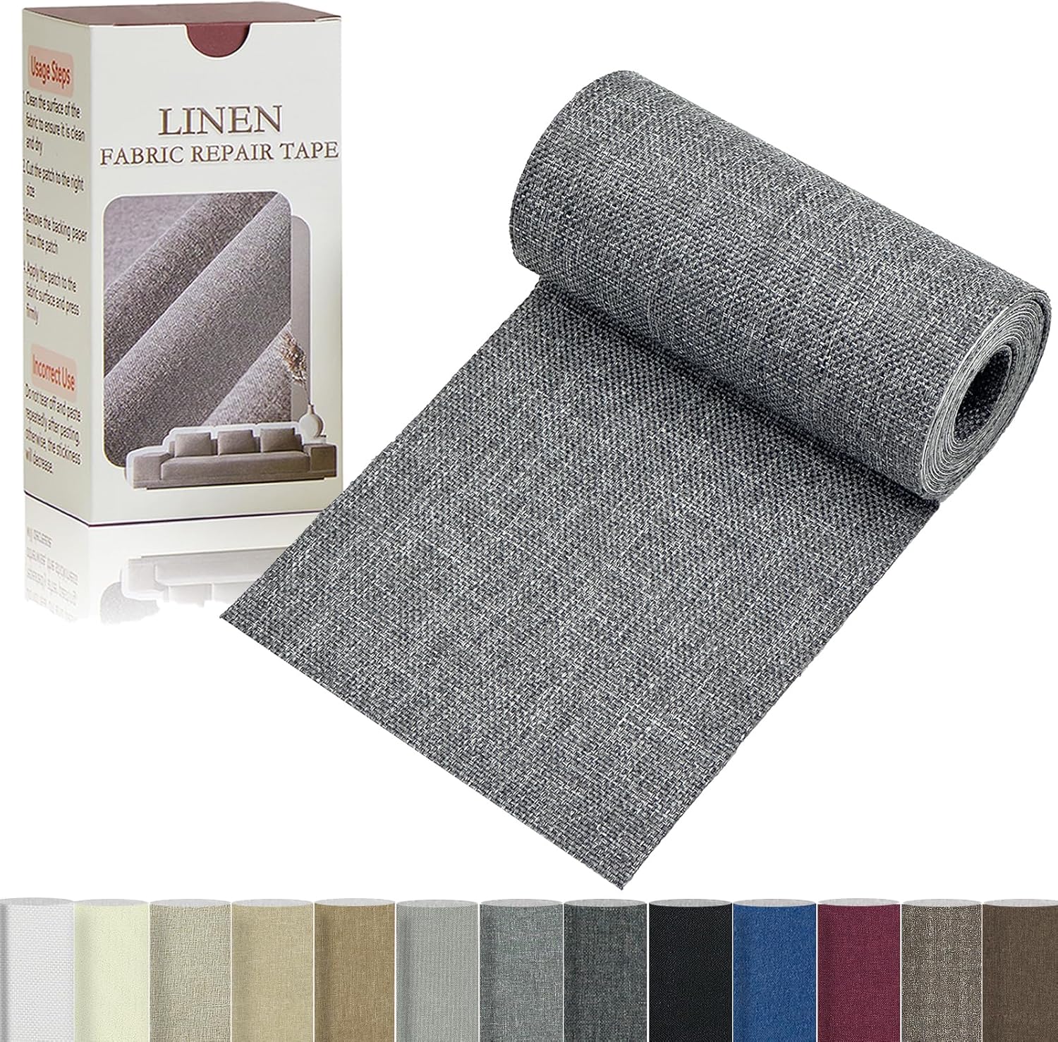 Linen Repair Tape 4x70 Inch Self-Adhesive Couch Patch Repair Fabric Patch for