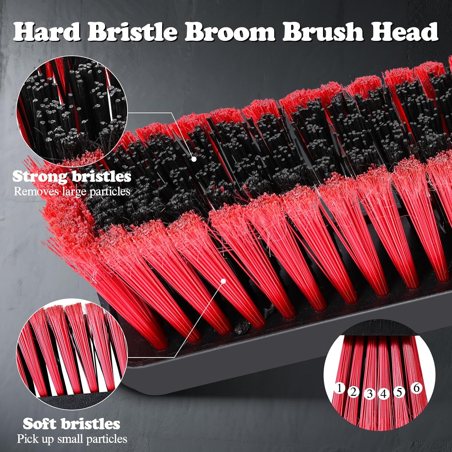 MASTERTOP 25'' Yard Broom, Heavy Duty Garden Broom with Stiff Bristles, Outdoor Sweeping Brush,Push