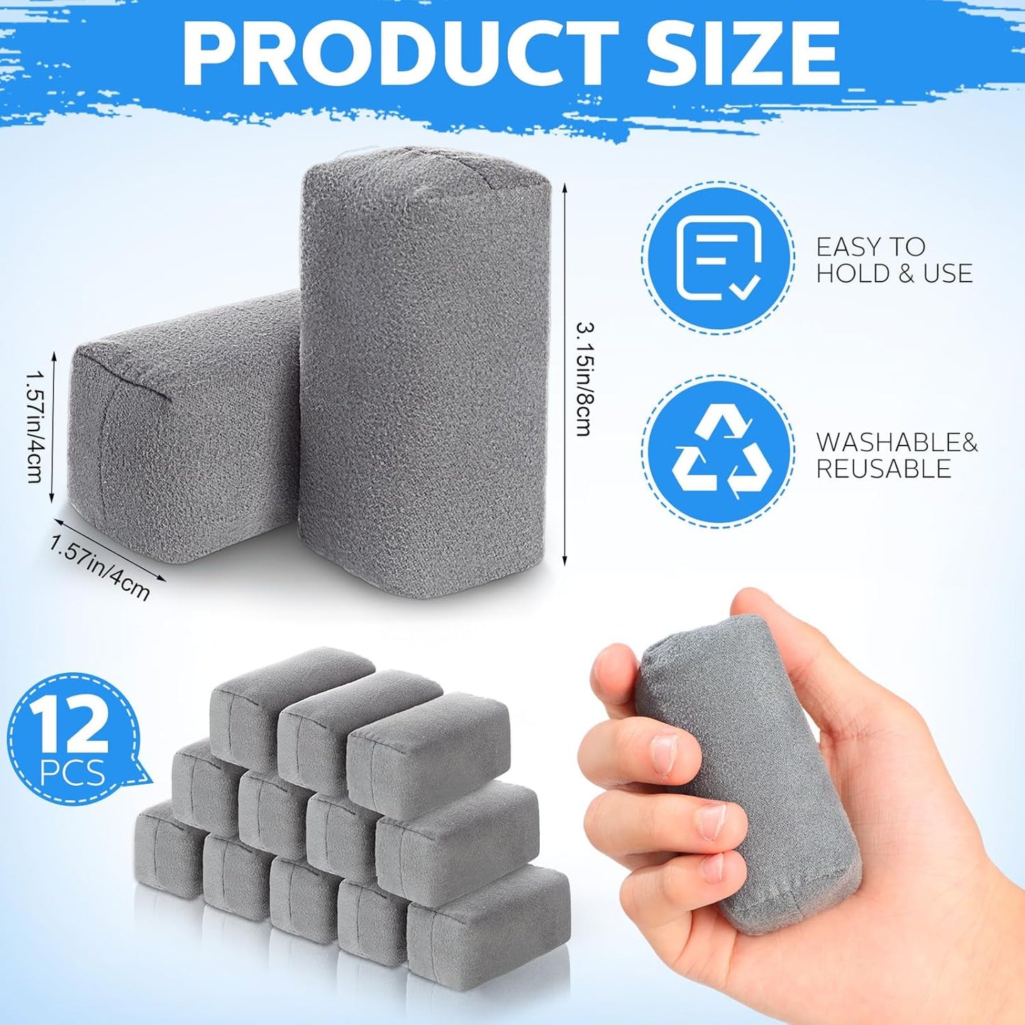 Riakrum 12 Pack Microfiber Applicator Pads Suede Car Detailing Sponge Ceramic Coating Applicator