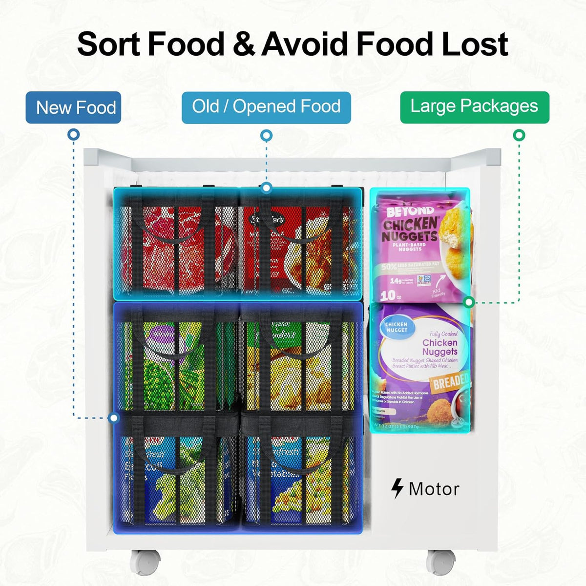 iSPECLE Deep Freezer Organizer Bins - 2 Pack Large Stackable Freezer Organizer Bins for 5 to 7