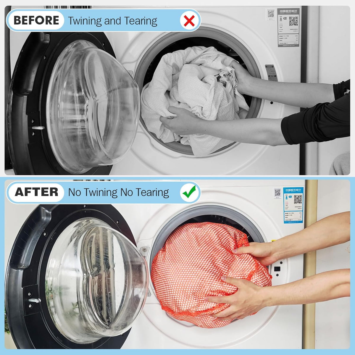 3Pcs Mesh Laundry Bags Washing Machine Mesh Wash Bags Jumbo for Delicates Clothes,Bed Linen,Toys