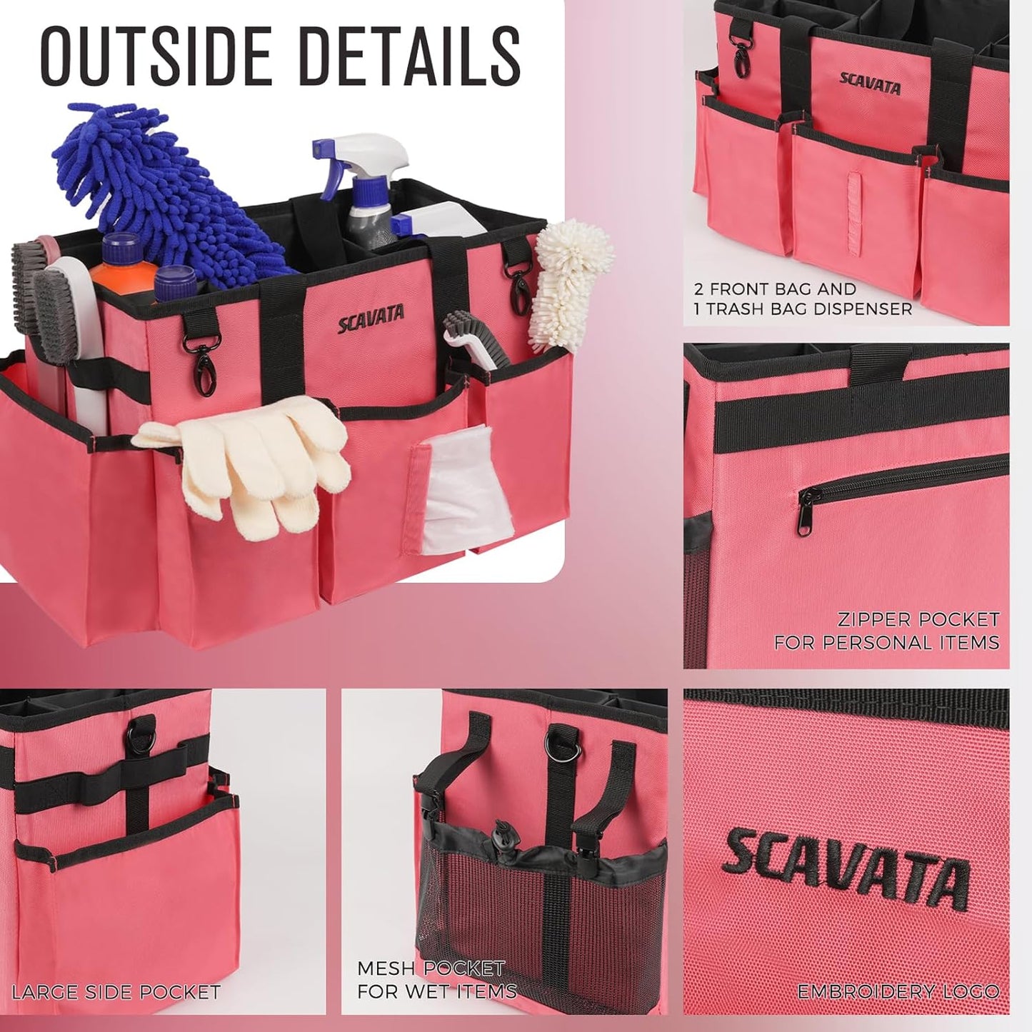 Wearable Cleaning Caddy Bag, Cleaning Caddy Supplies Organizer with Handle & Shoulder Straps for