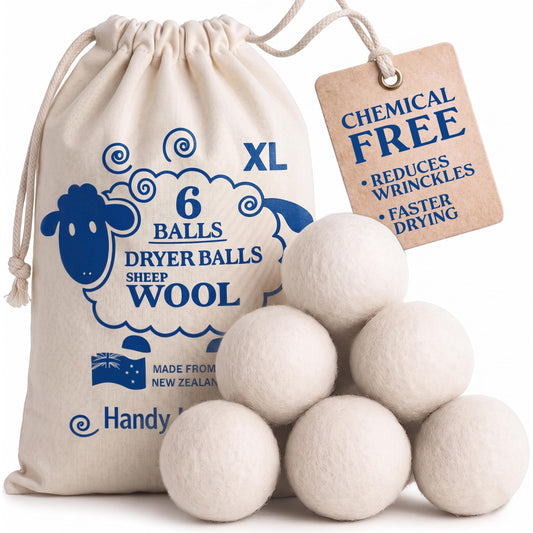 Handy Laundry Wool Dryer Balls 6-Pack, Natural