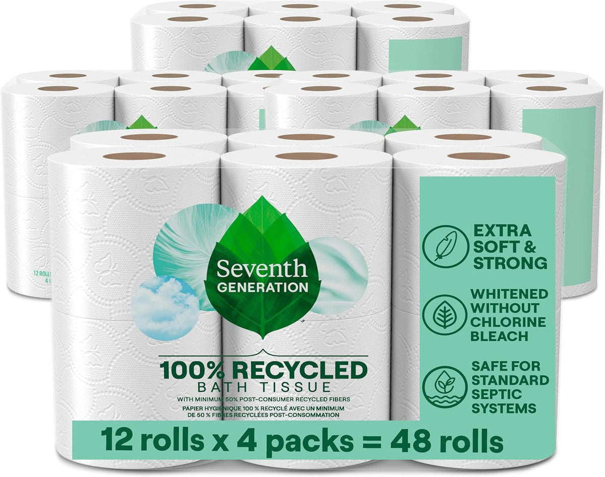 Seventh Generation Toilet Paper Recycled Bath Tissue 4-Pack 100% Recycled Paper 2-ply without