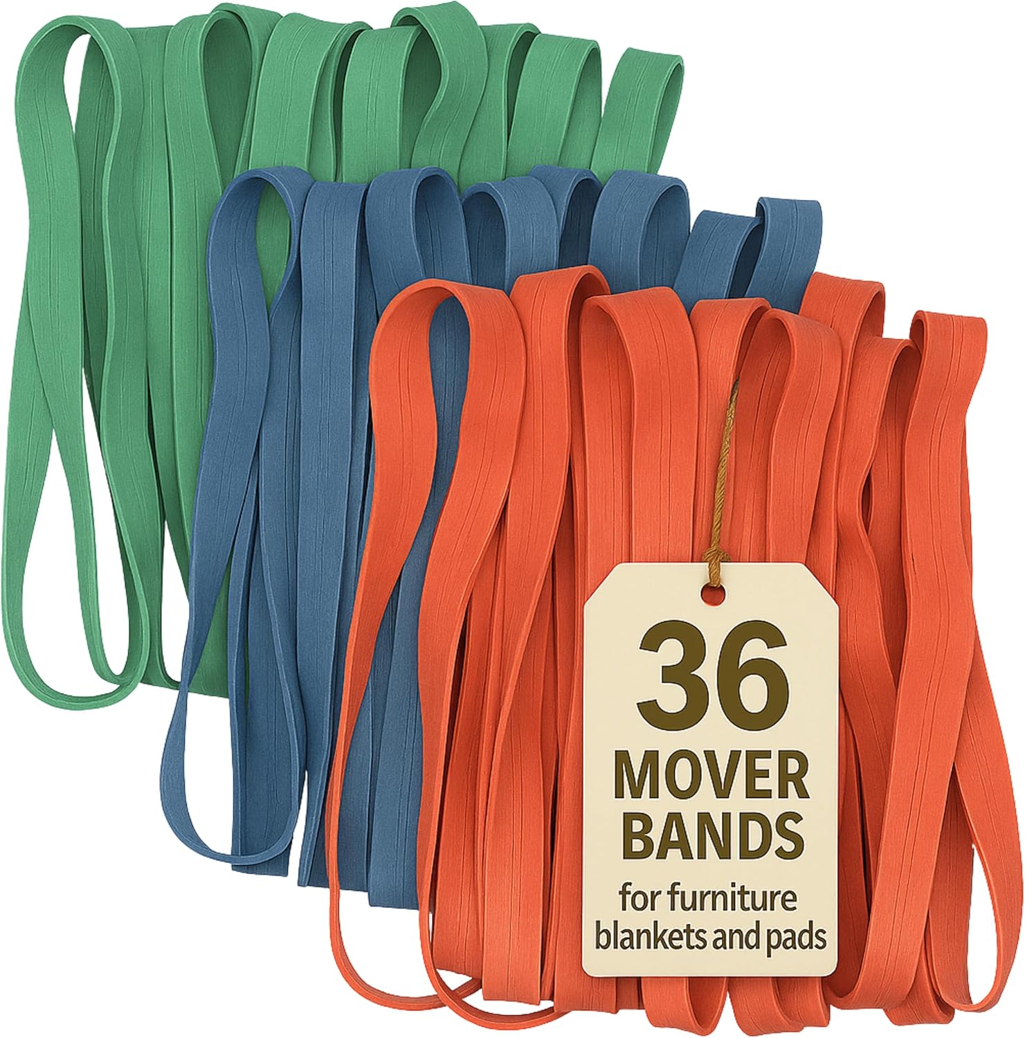 36 Pack Mover Blanket Rubber Bands - Extra Large Rubber Bands for Moving Blankets and Furniture