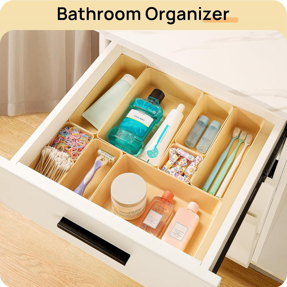 Vtopmart 25 PCS Plastic Drawer Organizers Set, 4-Size Versatile Bathroom and Vanity Drawer