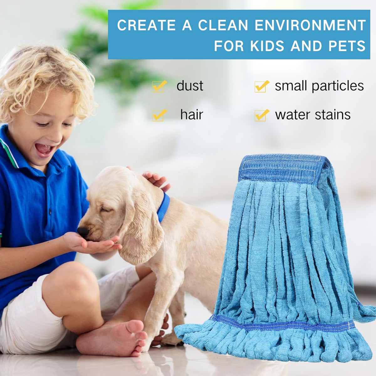 Lallisa 4 Pcs Commercial Mop Head Replacement Tube Microfiber Industrial Looped End Mop Heads
