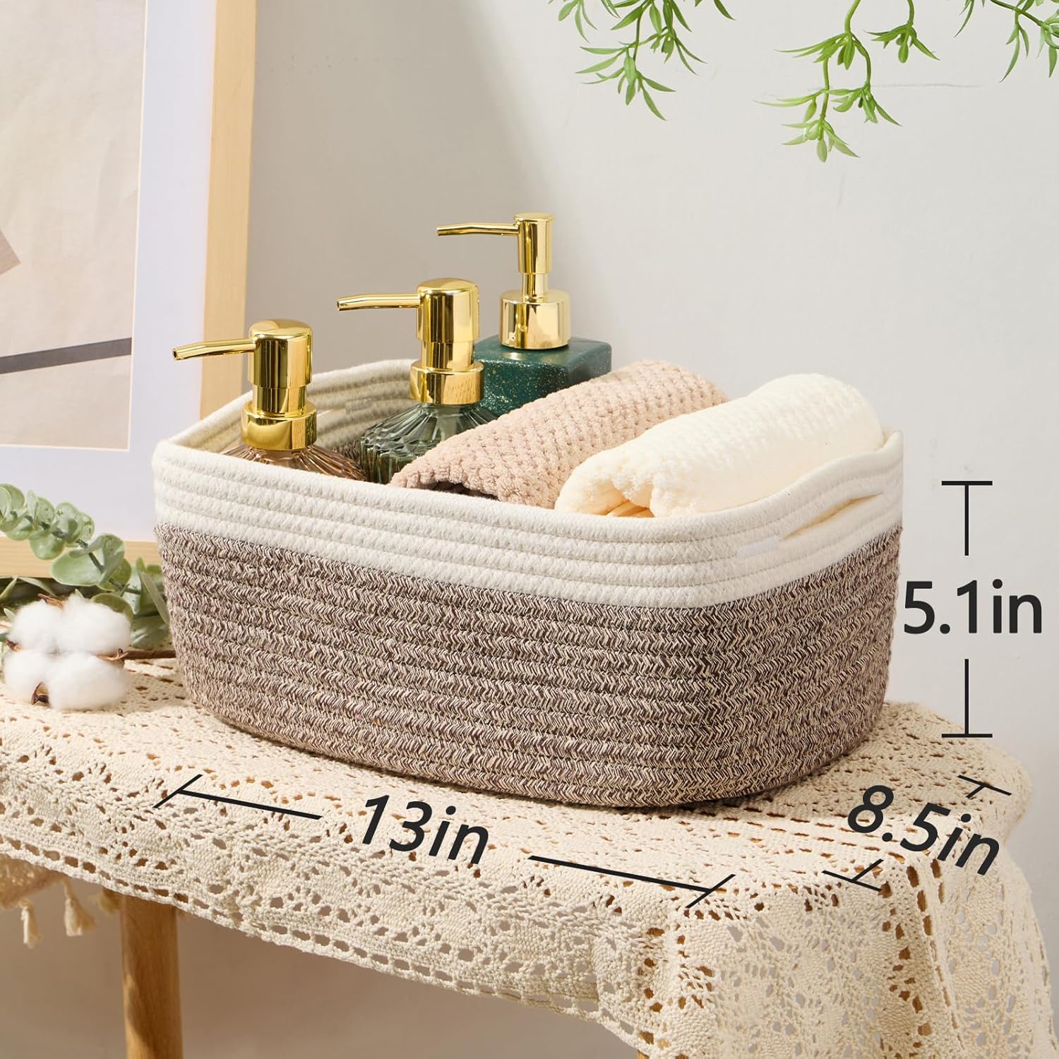 Small Storage Baskets for Organizing | Closet Organizer Bins | Shelf Toy Basket | Woven Rope