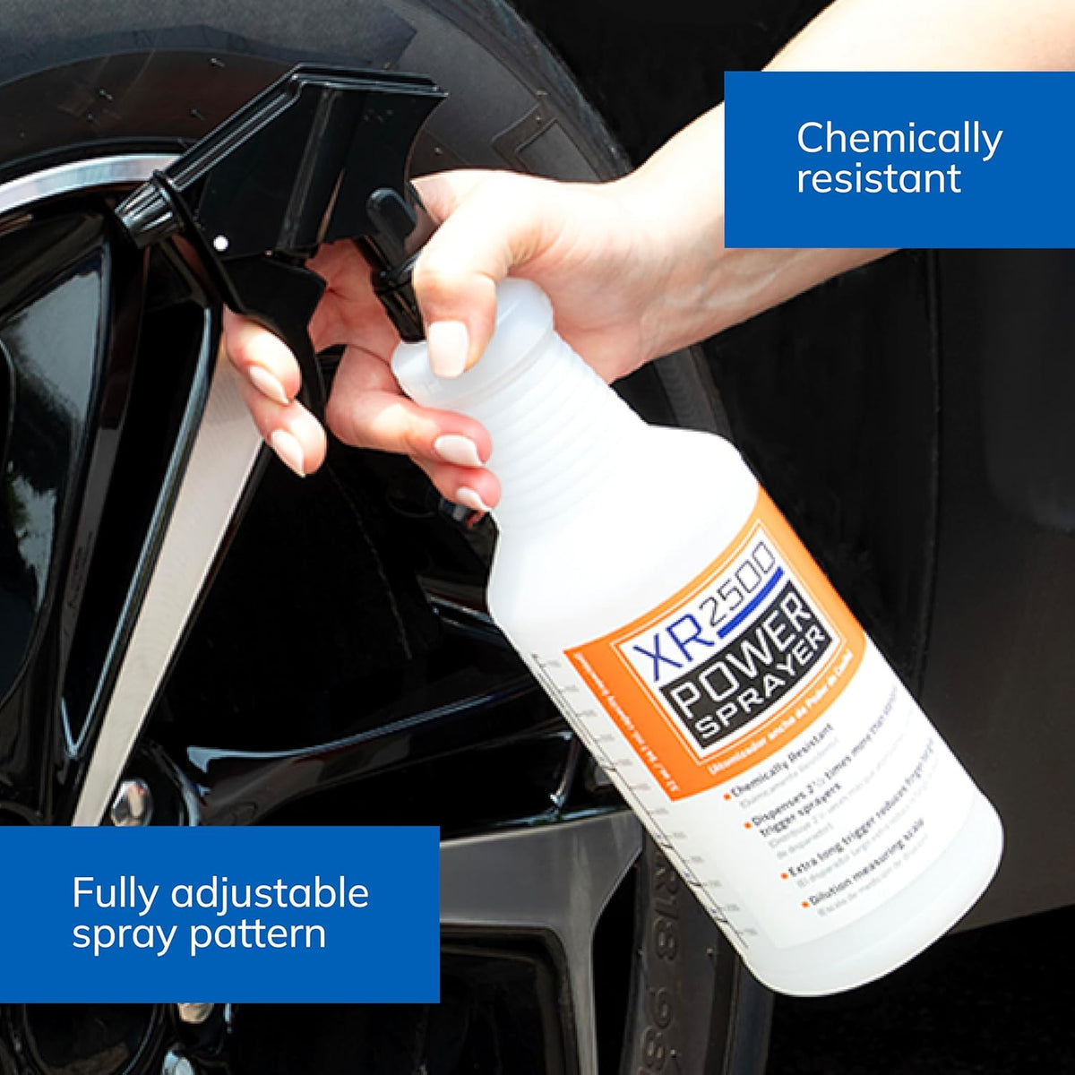 Sprayco 32oz Chemical Resistant Spray Bottle – Adjustable Nozzle, Built-in Dilution Scale, Heavy