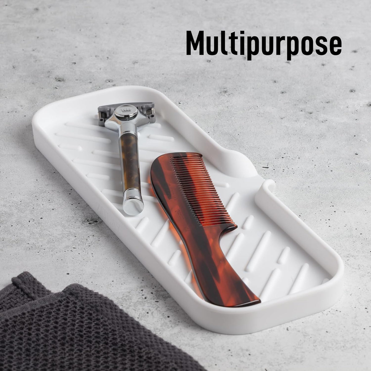 Zulay Large Silicone Sponge Holder (12x4) – Flexible Sink Organizer Tray for Kitchen & Bathroom