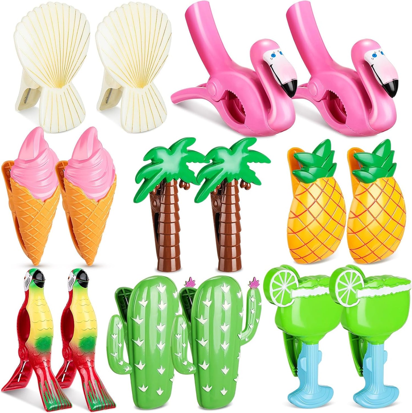Rtteri 16 Pcs Beach Towel Clips for Beach Chairs Cute Towel Holder Cruise Clothes Pins for Lounge