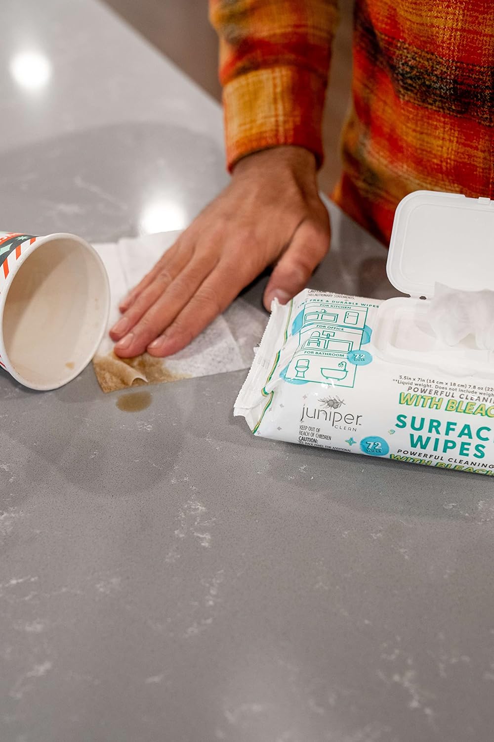 3 Pack Surface Cleaning Wipes with Bleach, All-Purpose Cleaner for Bathroom, Kitchen, Office, 216