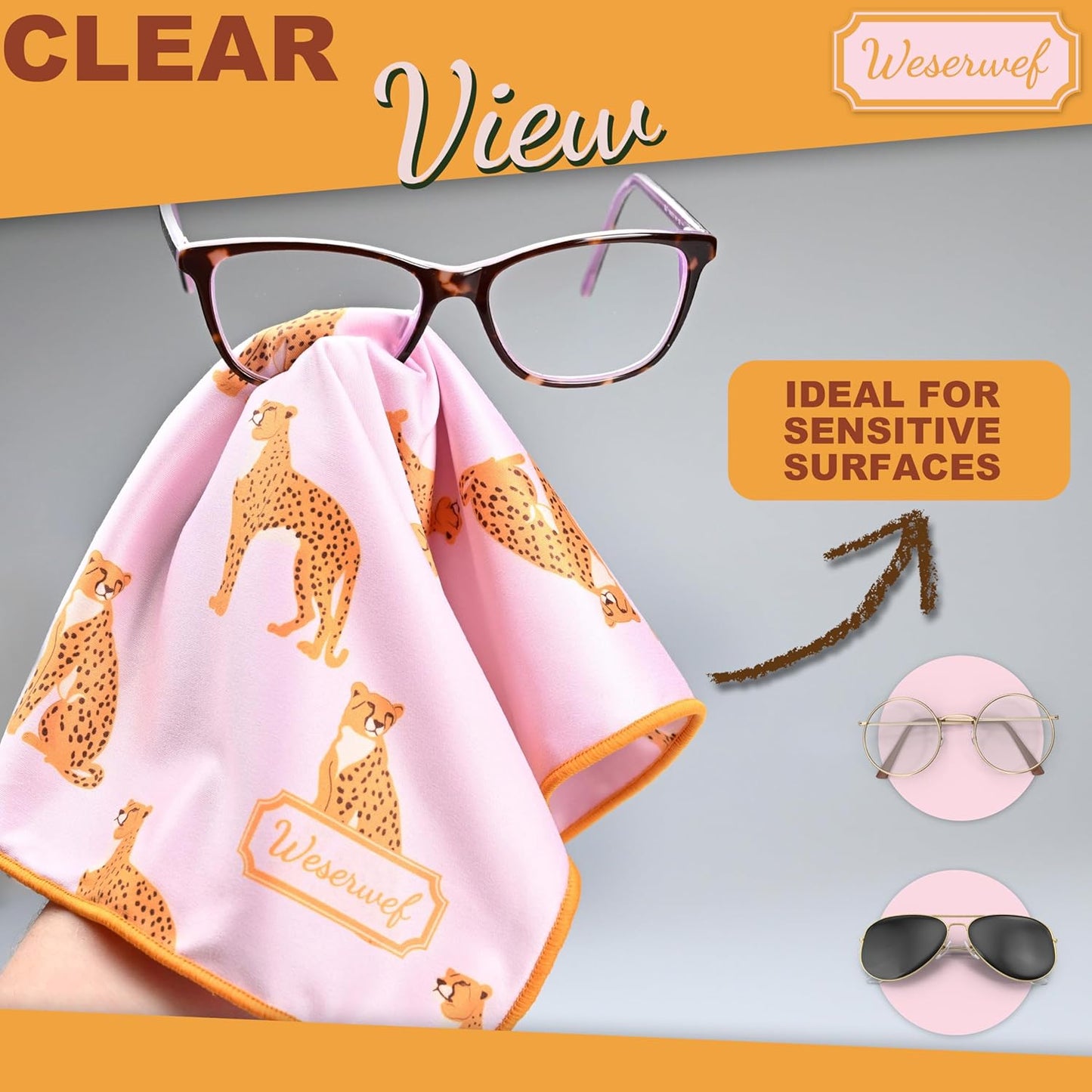 WESERWEF Design Microfiber Glasses Cleaning Cloth – Premium Cleaning Cloth for Eyeglasses, Screens