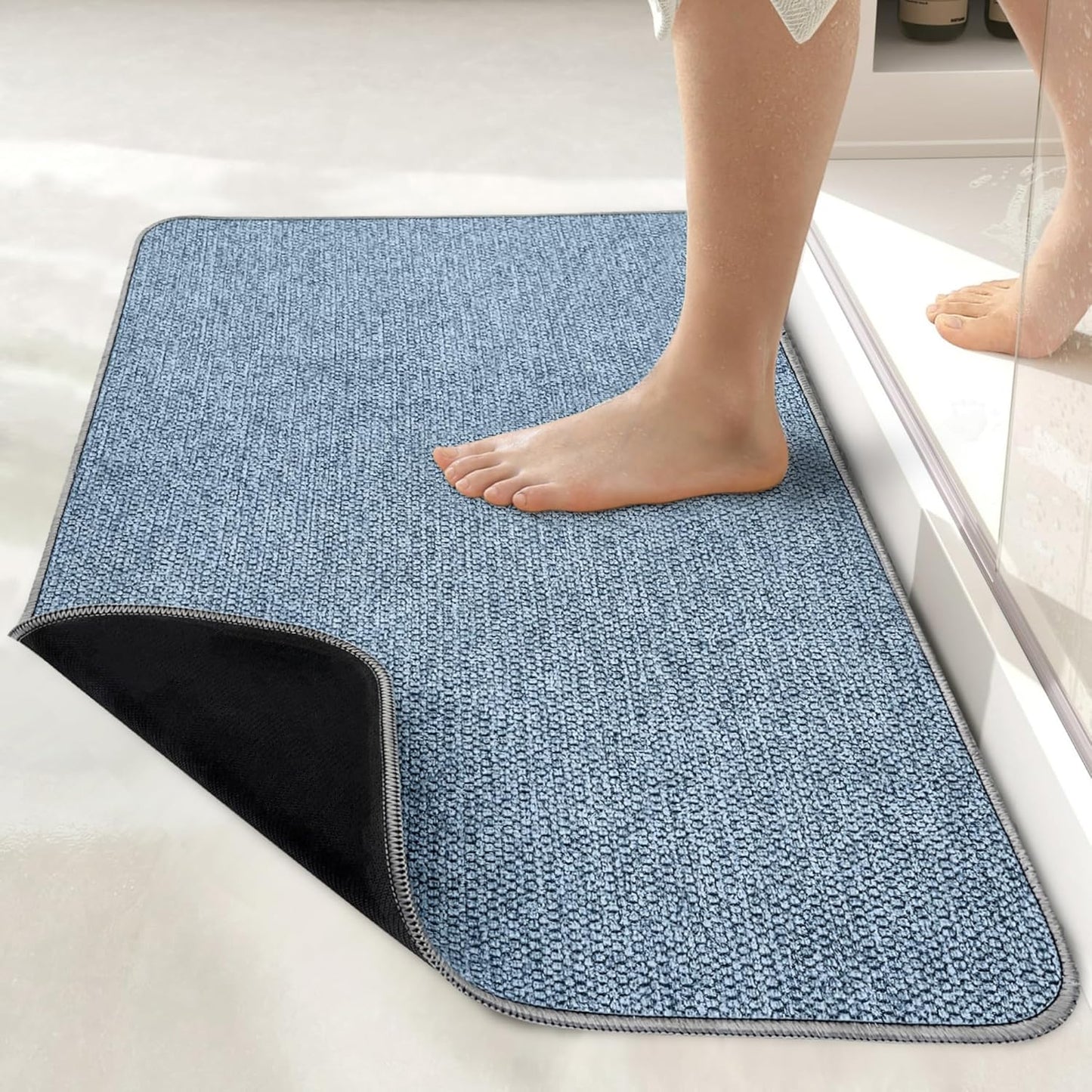 Bath Mat,Ultra Thin Bathroom Rugs,Rubber Bath Mats for Bathroom,No Slip Bath Rugs,Quick Dry,Machine